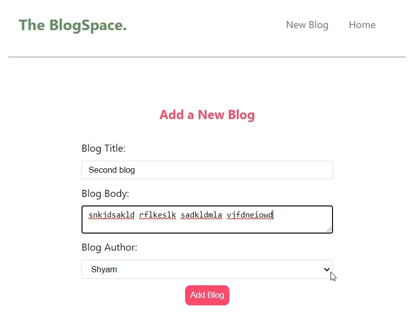 Blog Space project link github